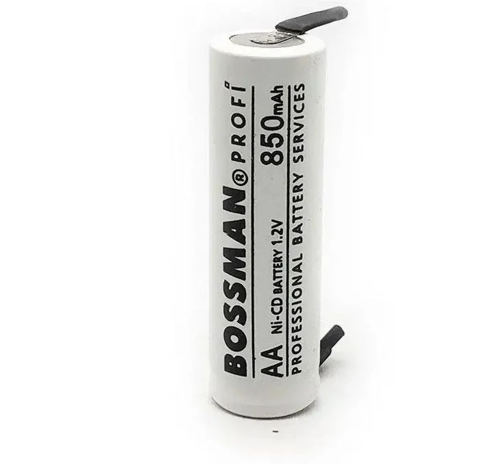 Аккумулятор промышленный Bossman AA 1.2V Ni-Сd 850 mAh (с контактами под пайку)
