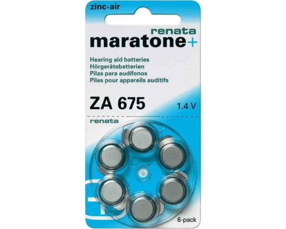 Батарейка для слуховых апаратов Renata zinc-air 675 (ZA675, p675, s675, DA675, 675DS, PR44, HA675, 675AU, AC675, A675) 660mAh Цена за 1 елемент.
