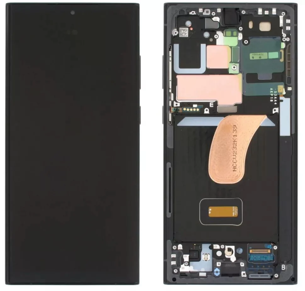 Дисплей Samsung S918 Galaxy S23 Ultra с сенсором и рамкой, Phantom Black (OLED)